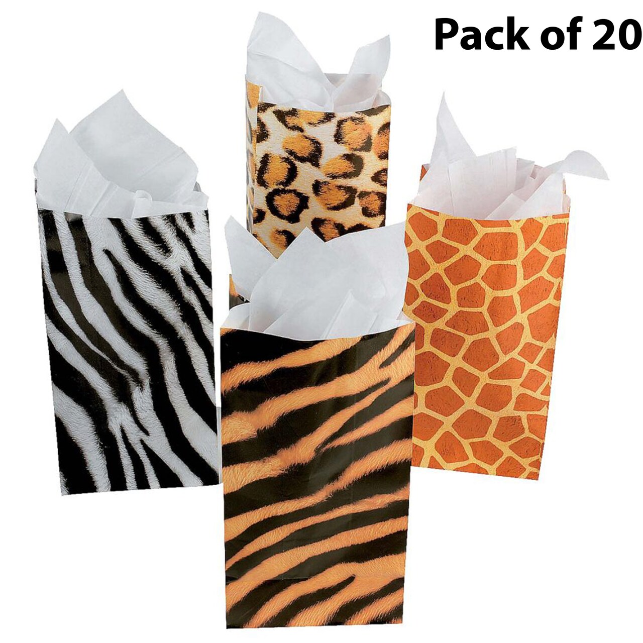 Animal Print Paper Treat Bags - 10 inches tall by 5 inches wide | The perfect goody bags | RAHEEV®